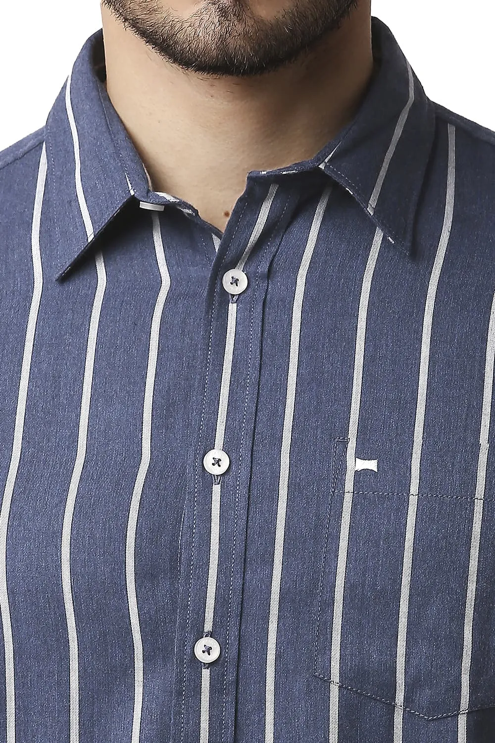 Slim Fit Poly Viscose Stripe Shirt