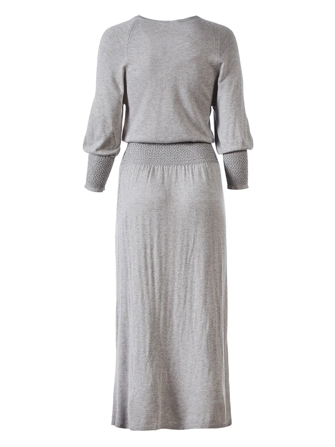 Smocked Sweater Dress in Heather Sleek Silver