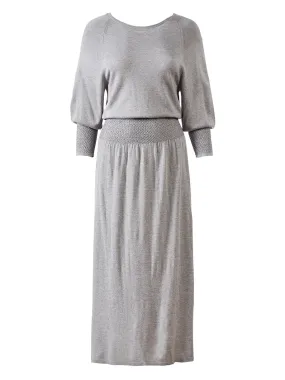 Smocked Sweater Dress in Heather Sleek Silver