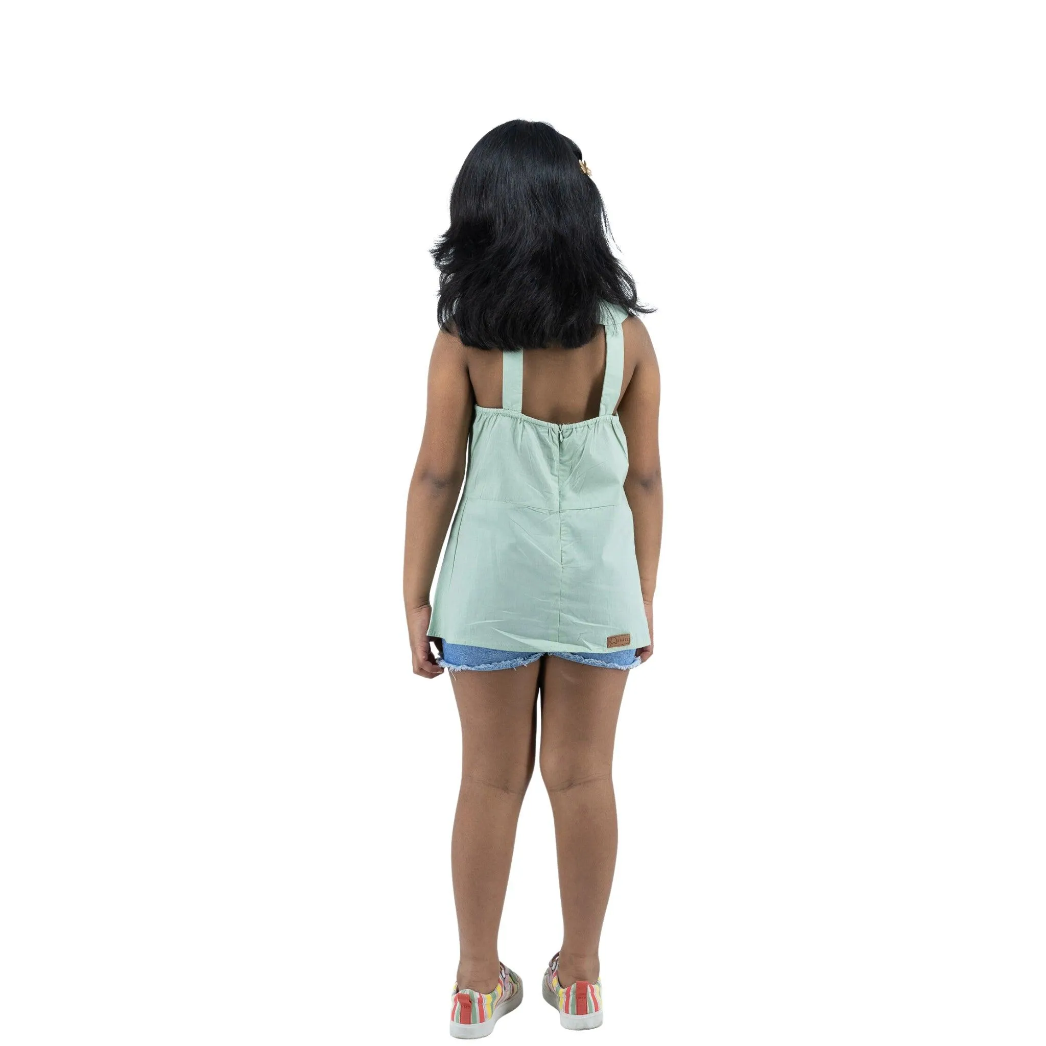 Smoke Green Cotton Kids Top