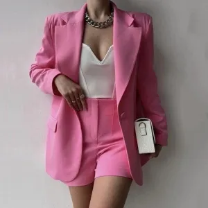 Summer Solid Blazer Commuting Slim Elegant Temperament Long Sleeved Spring Set