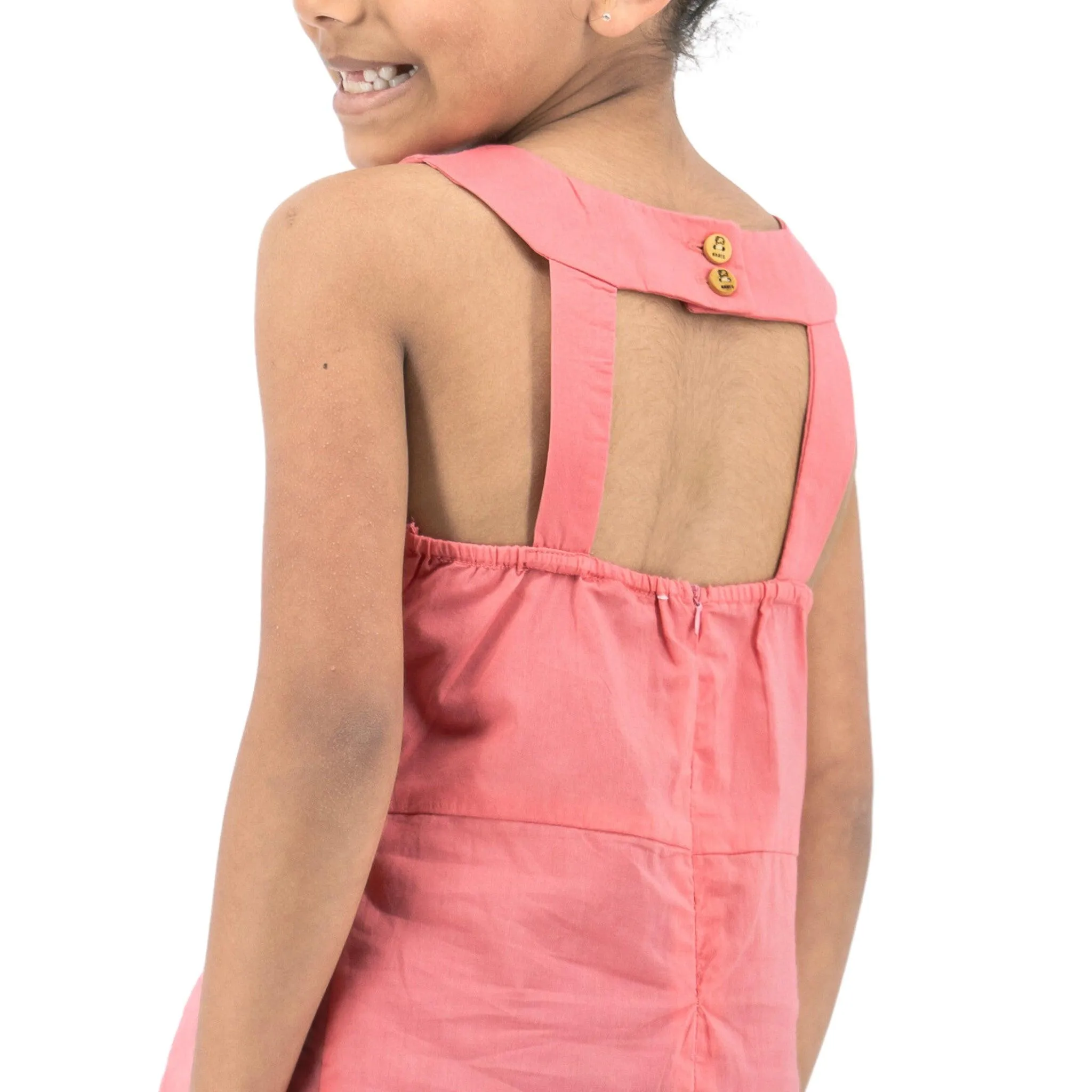 Tea Rose Cotton Bib Neck Top for kids