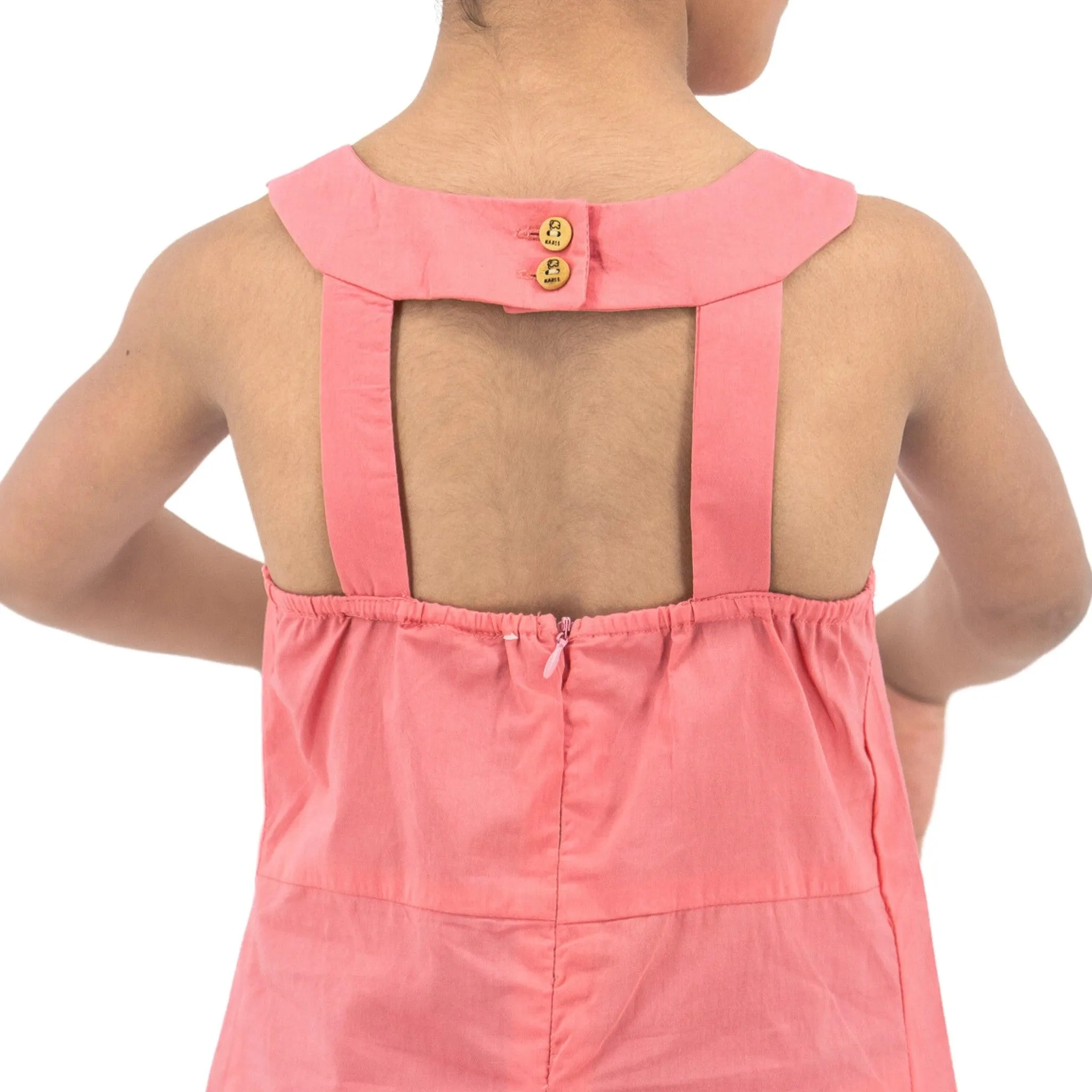 Tea Rose Cotton Bib Neck Top for kids