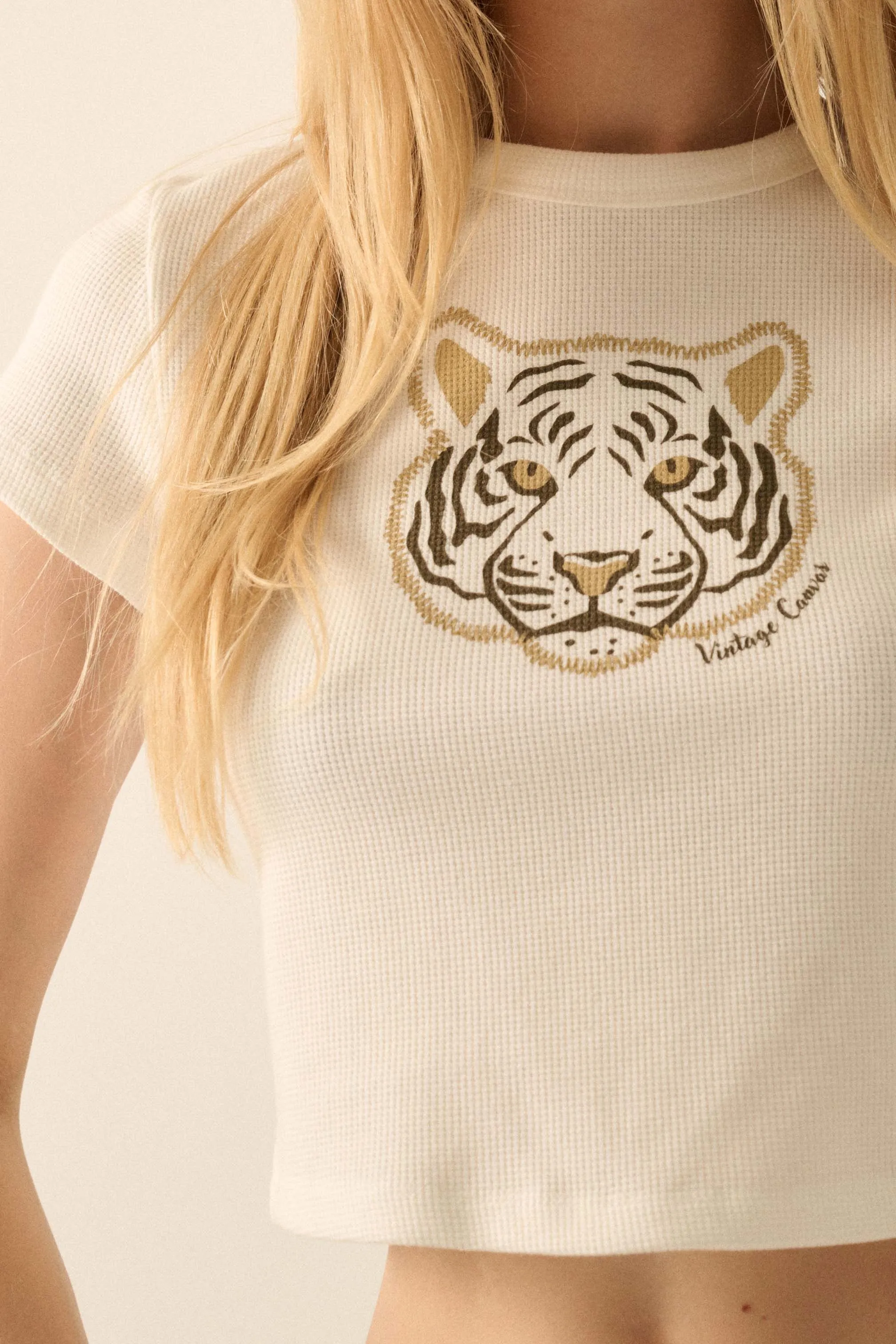 Tender Tiger Cropped Thermal Graphic Baby Tee