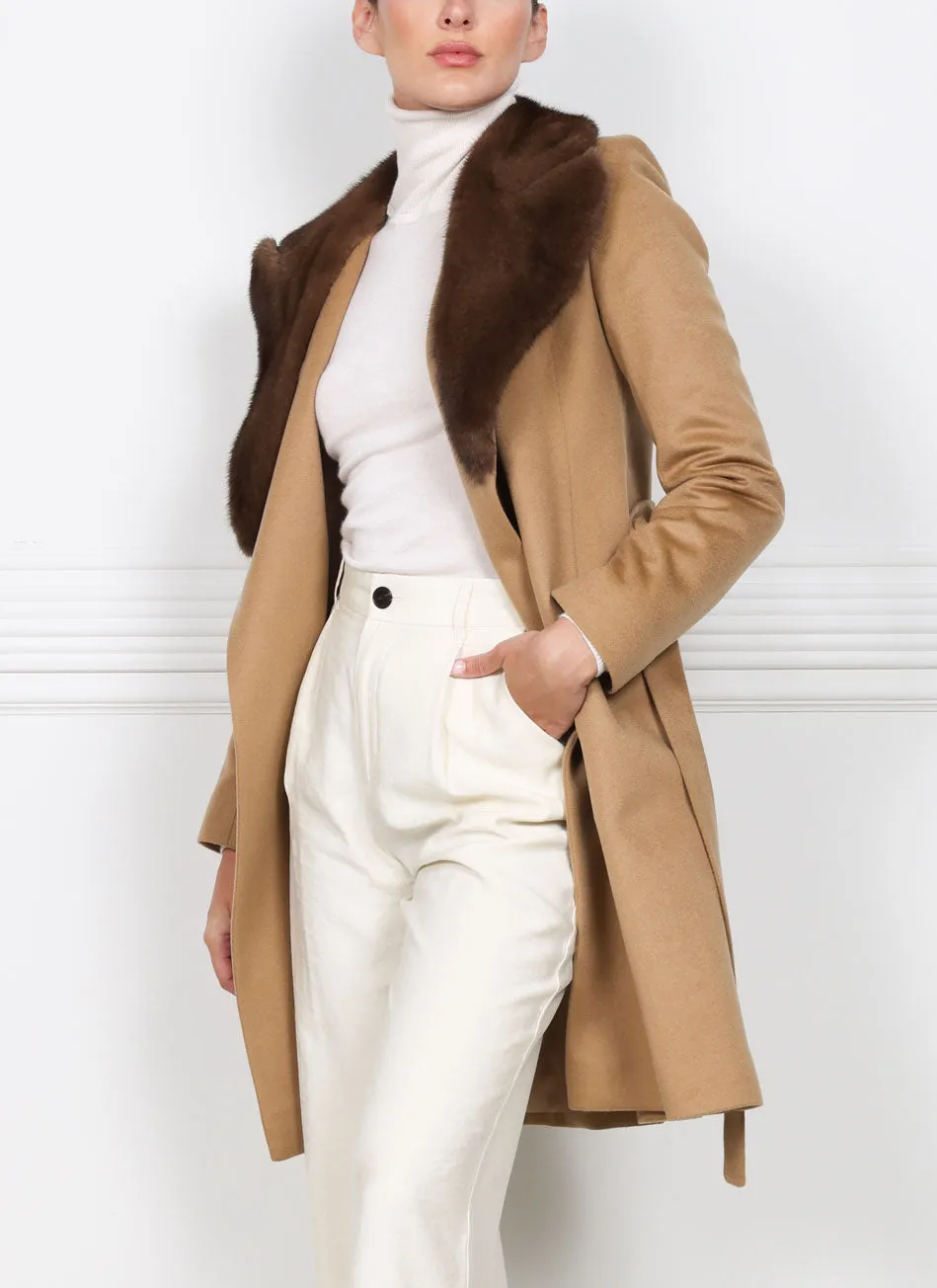 The Reece Cashmere Coat with Mink Fur Collar