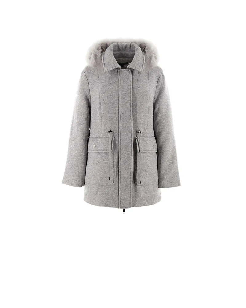 The Sammie Wool Puffer Anorak with Detachable Cashmere Shearling Trimmed Hood