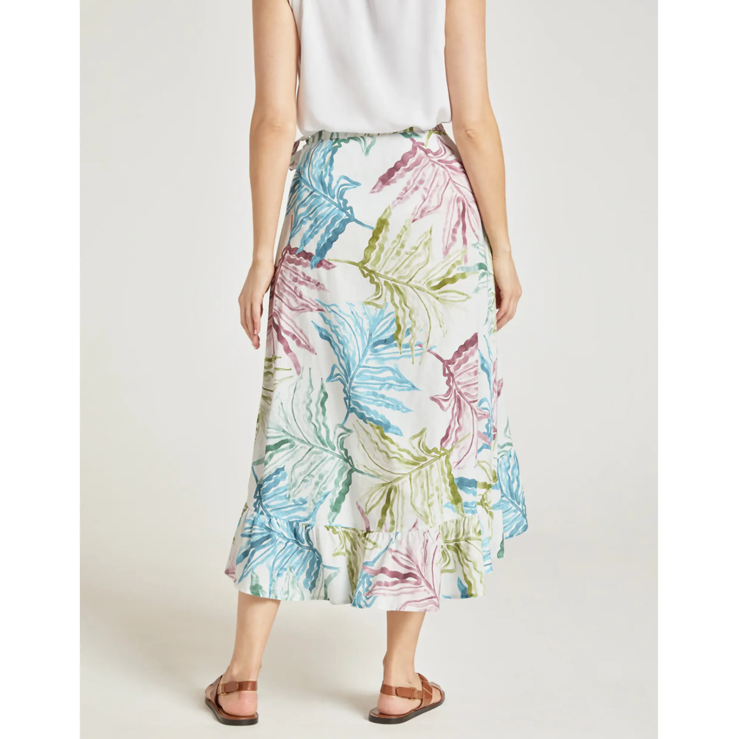 Thought Laurel Hemp Watercolour Wrap Midi Skirt WSB7080