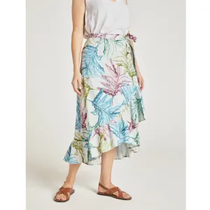 Thought Laurel Hemp Watercolour Wrap Midi Skirt WSB7080