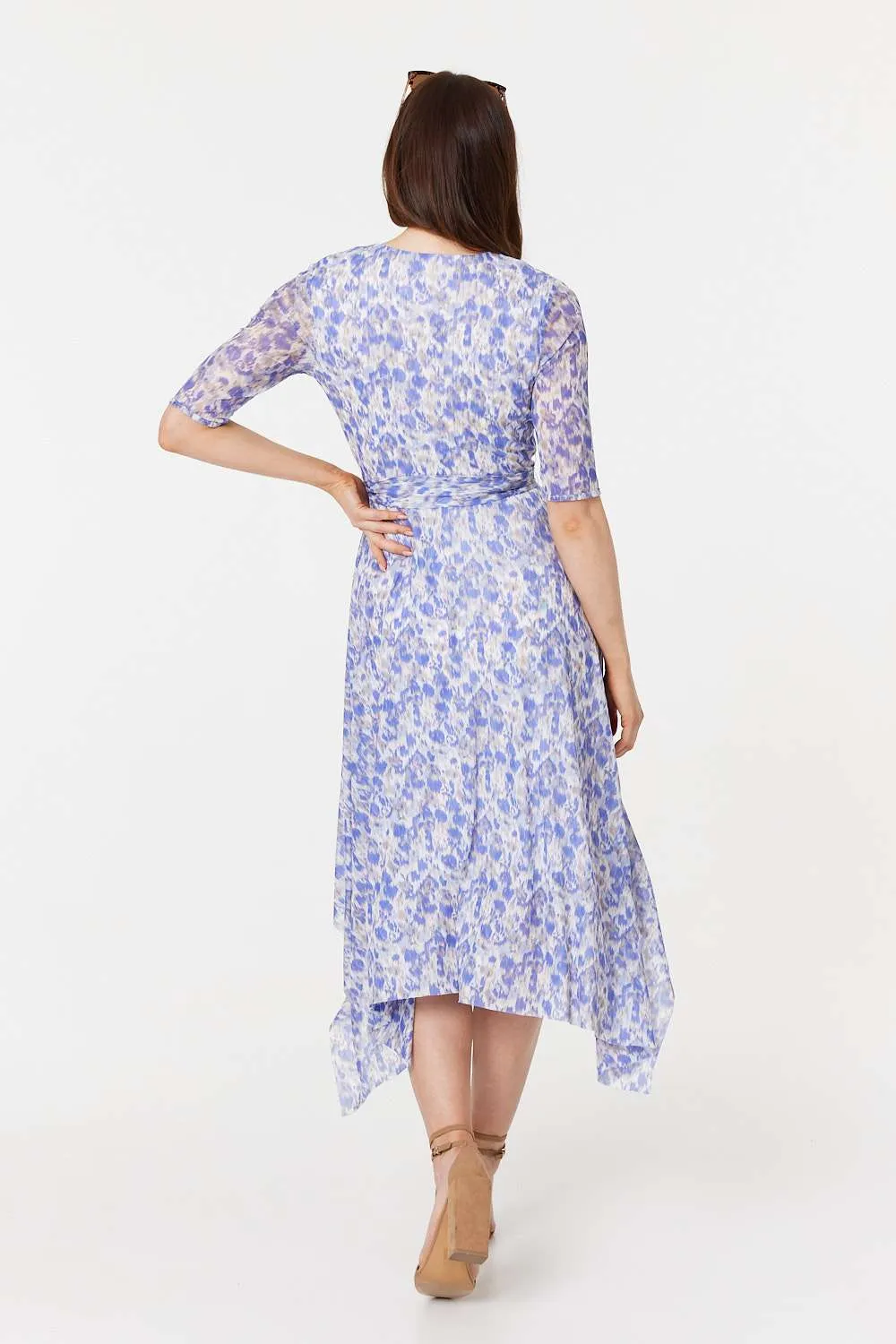 Tie Dye Print 1/2 Sleeve Midi Dress