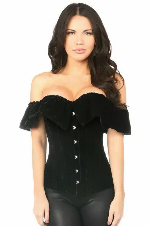 Top Drawer Black Velvet Off-The-Shoulder Steel Boned Corset