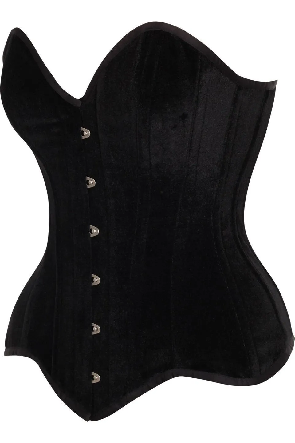 Top Drawer Black Velvet Steel Boned Overbust Corset