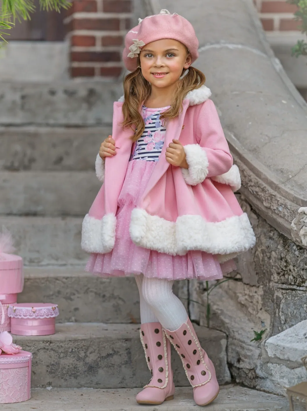 Touch of Pink Faux Fur Duchess Coat