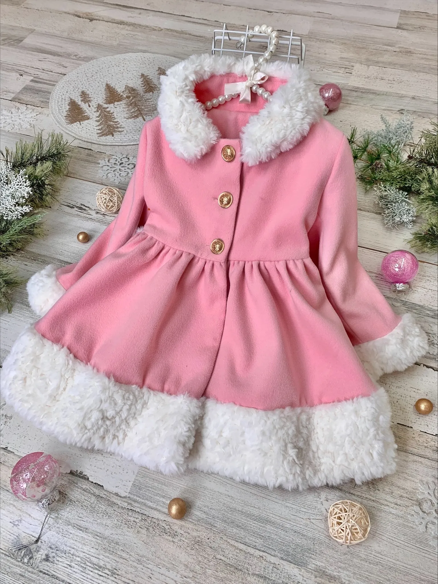 Touch of Pink Faux Fur Duchess Coat