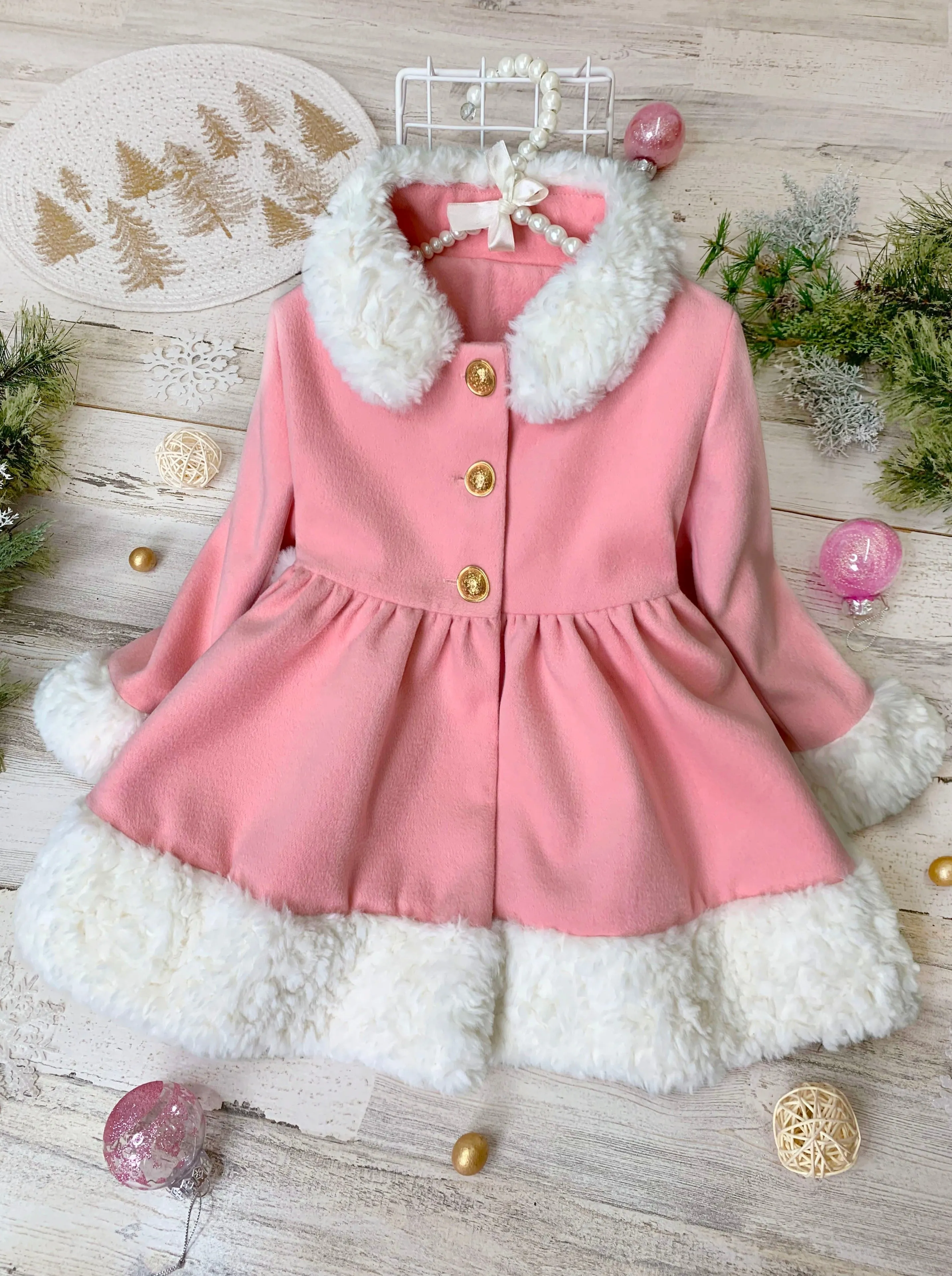 Touch of Pink Faux Fur Duchess Coat