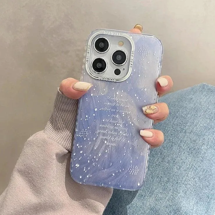 TSP56 Cute Phone Cases for iPhone 11, 12, 13, 14, and 15 Pro Max - White Snowflake Gradient Pattern