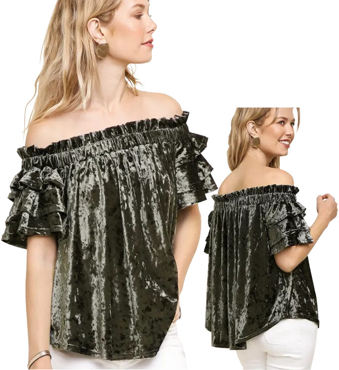 Umgee Off the Shoulder Velvet Top