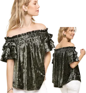 Umgee Off the Shoulder Velvet Top