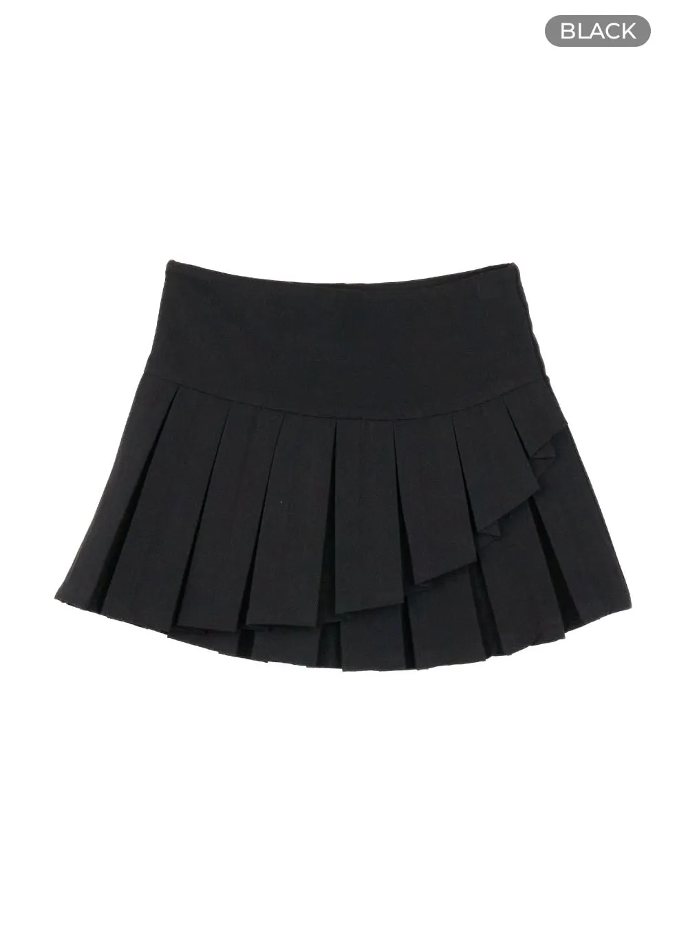 Unbalanced Pleated Mini Skirt CL412