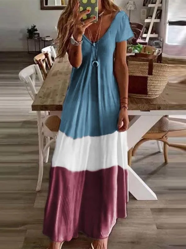 V-neck Short-sleeved Summer Dress