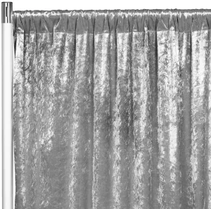 Velvet 8ft H x 52" W Drape/Backdrop Curtain Panel - Silver