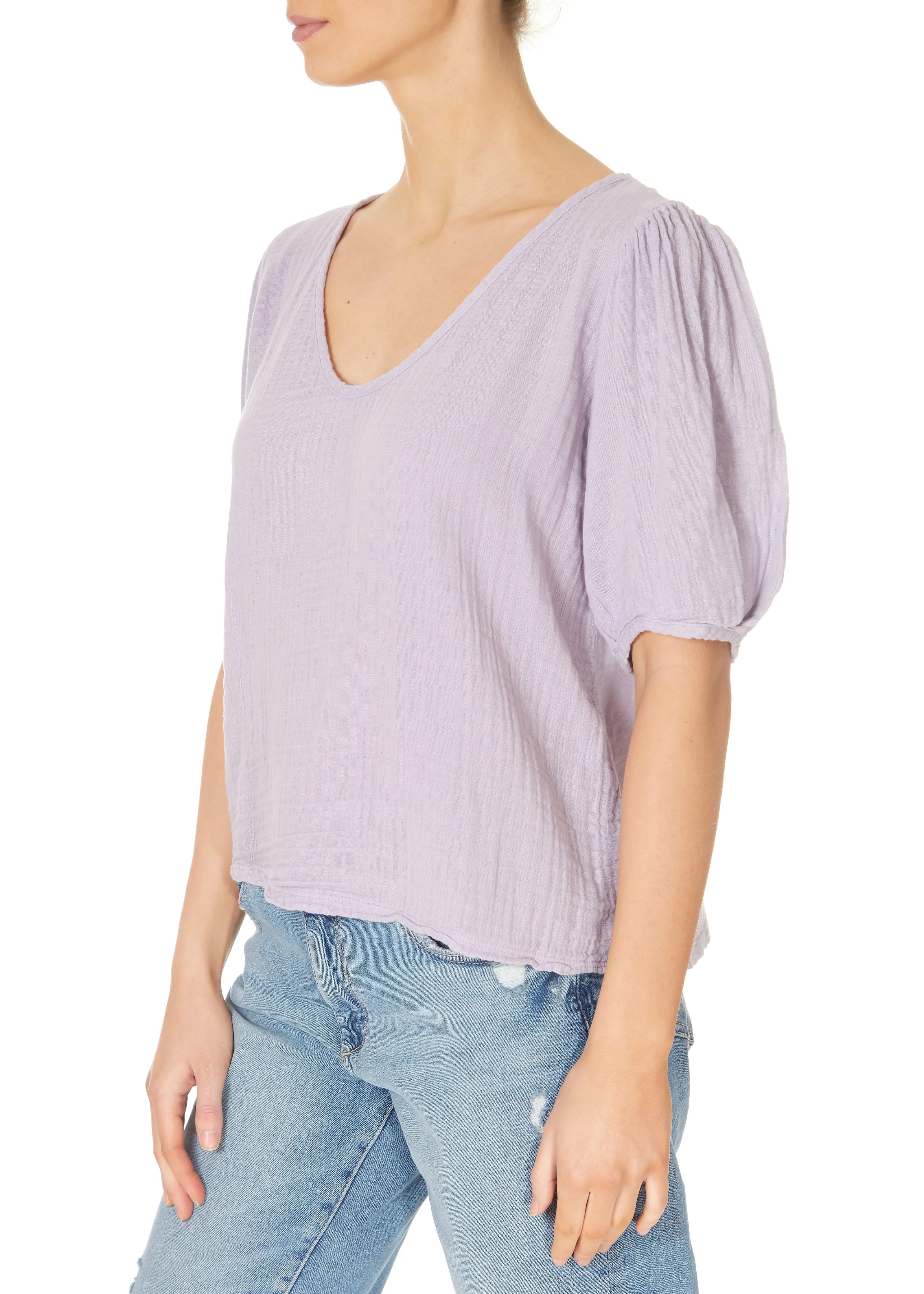 Velvet Louisa Cotton Waffle Top Lilac