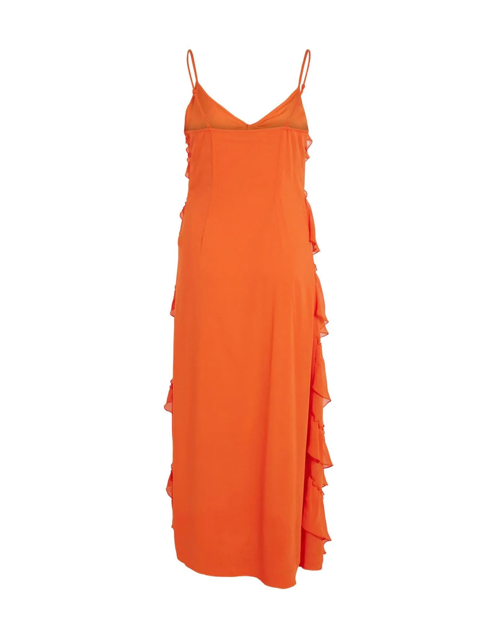 Vila Clothes Women's Ruched Maxi Dress in Orange