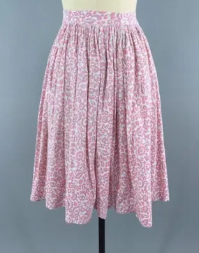 Vintage 1950s Pink Cotton Feed Sack Skirt