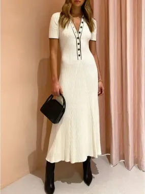 Waist High Maxi Dresses Loose Casual Maxi Rib Slim Women Knitted Dress