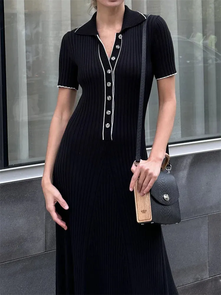 Waist High Maxi Dresses Loose Casual Maxi Rib Slim Women Knitted Dress