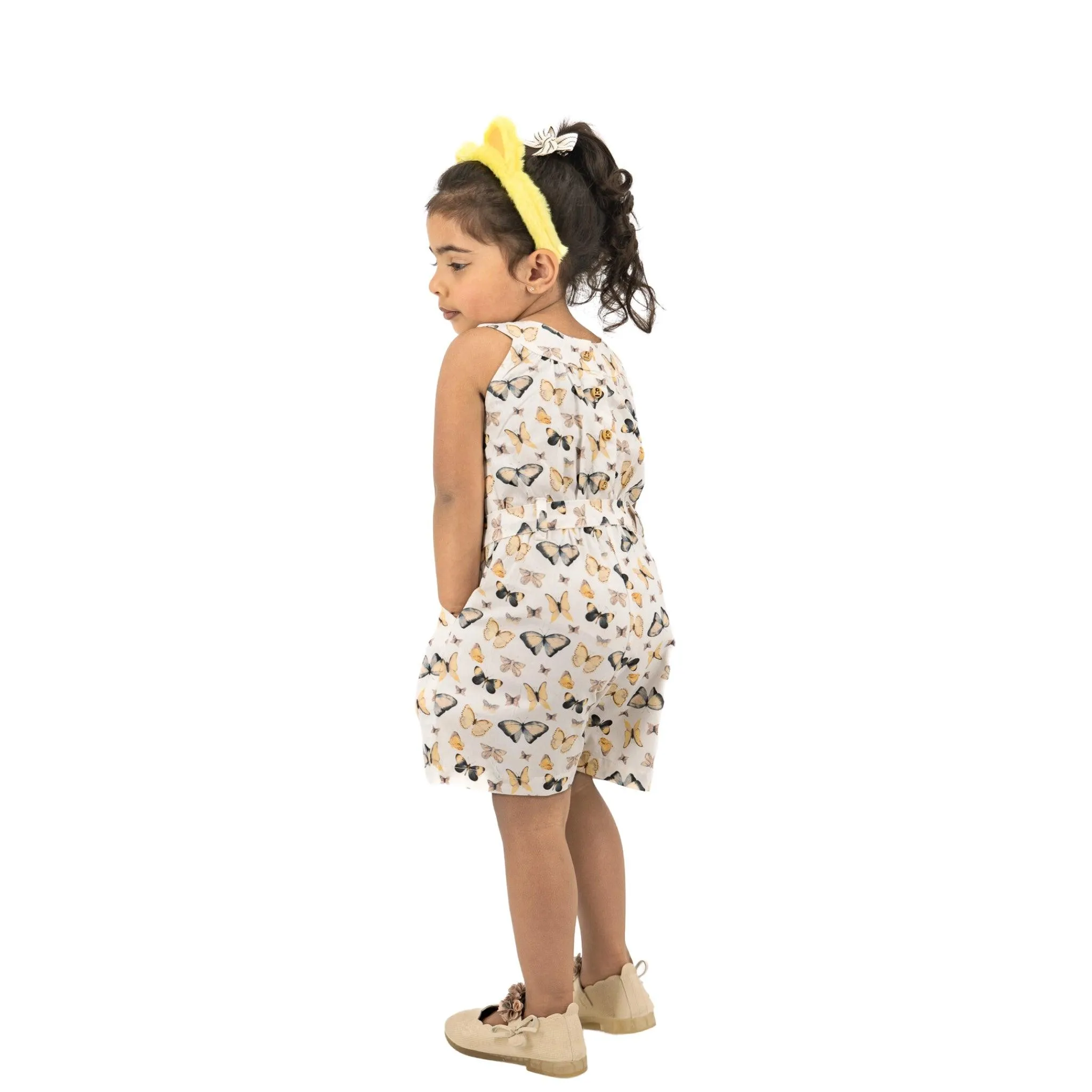 White Cotton Play Suit for Girls