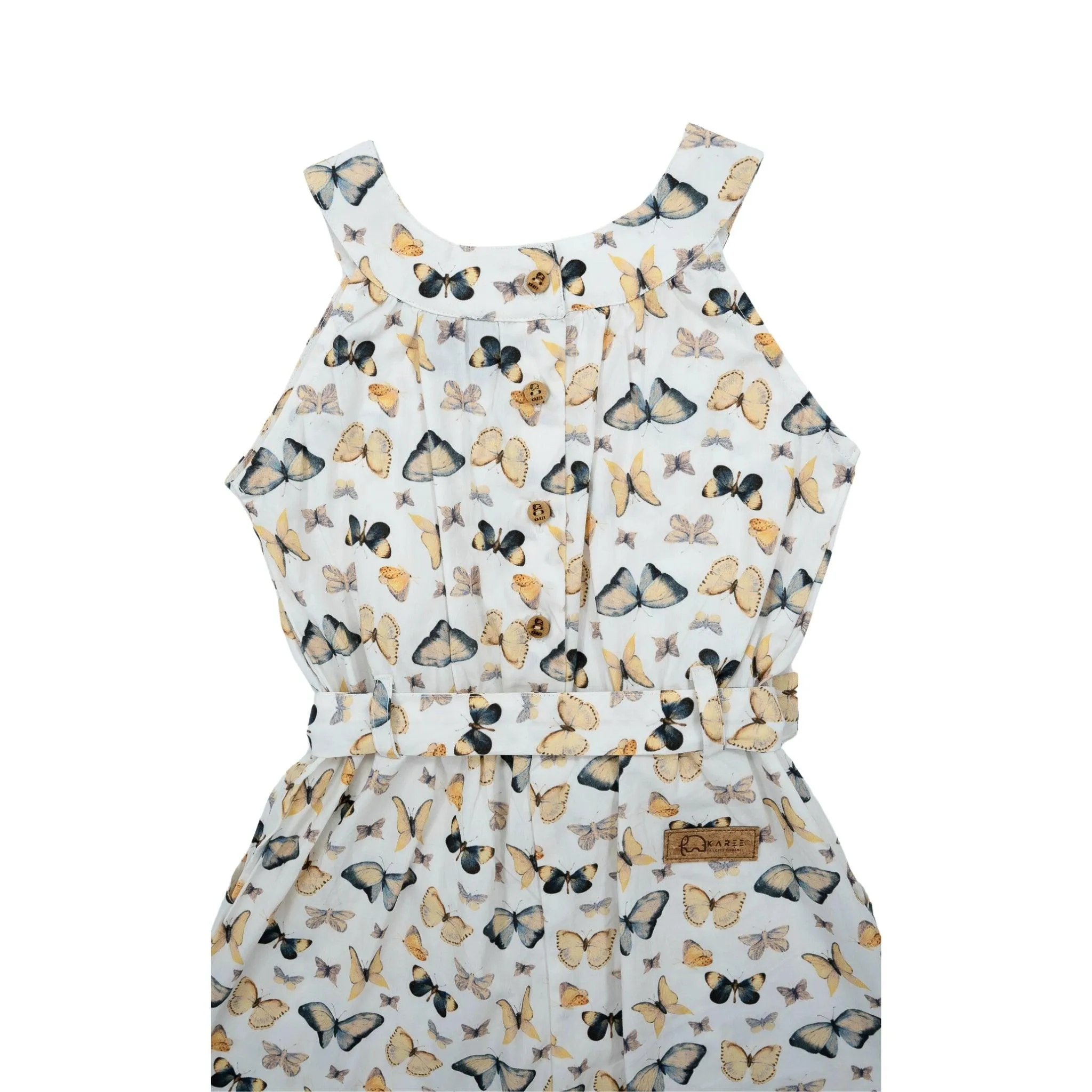 White Cotton Play Suit for Girls