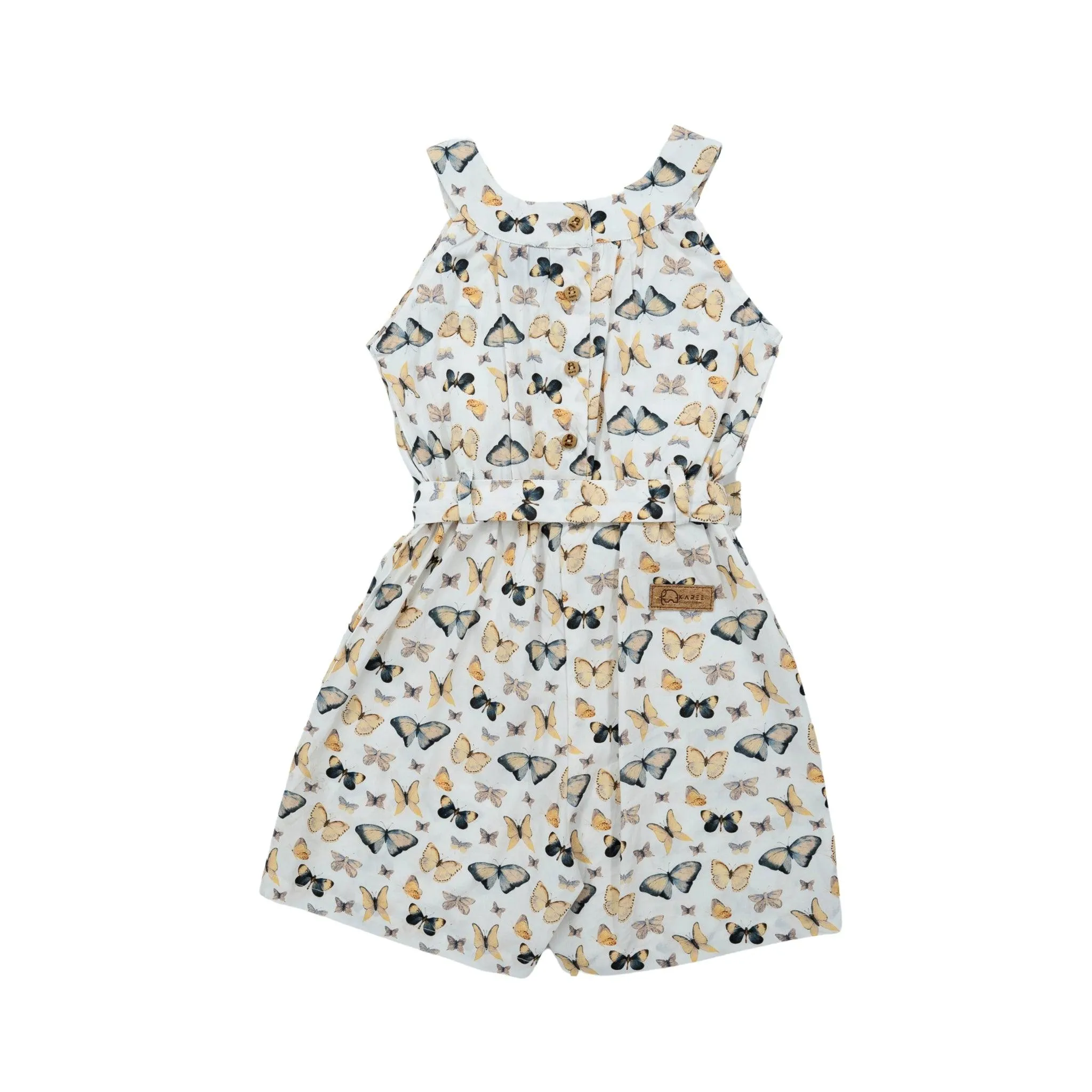 White Cotton Play Suit for Girls