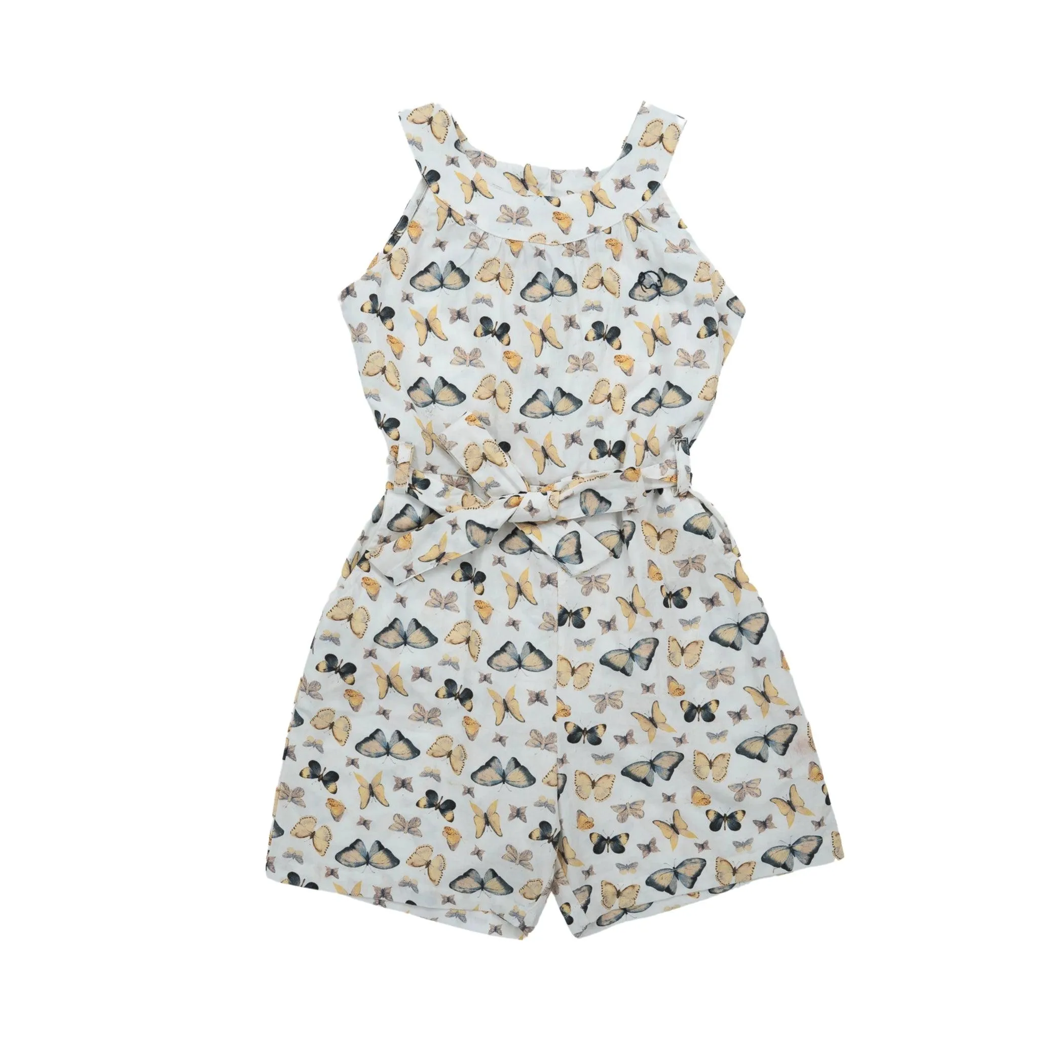 White Cotton Play Suit for Girls