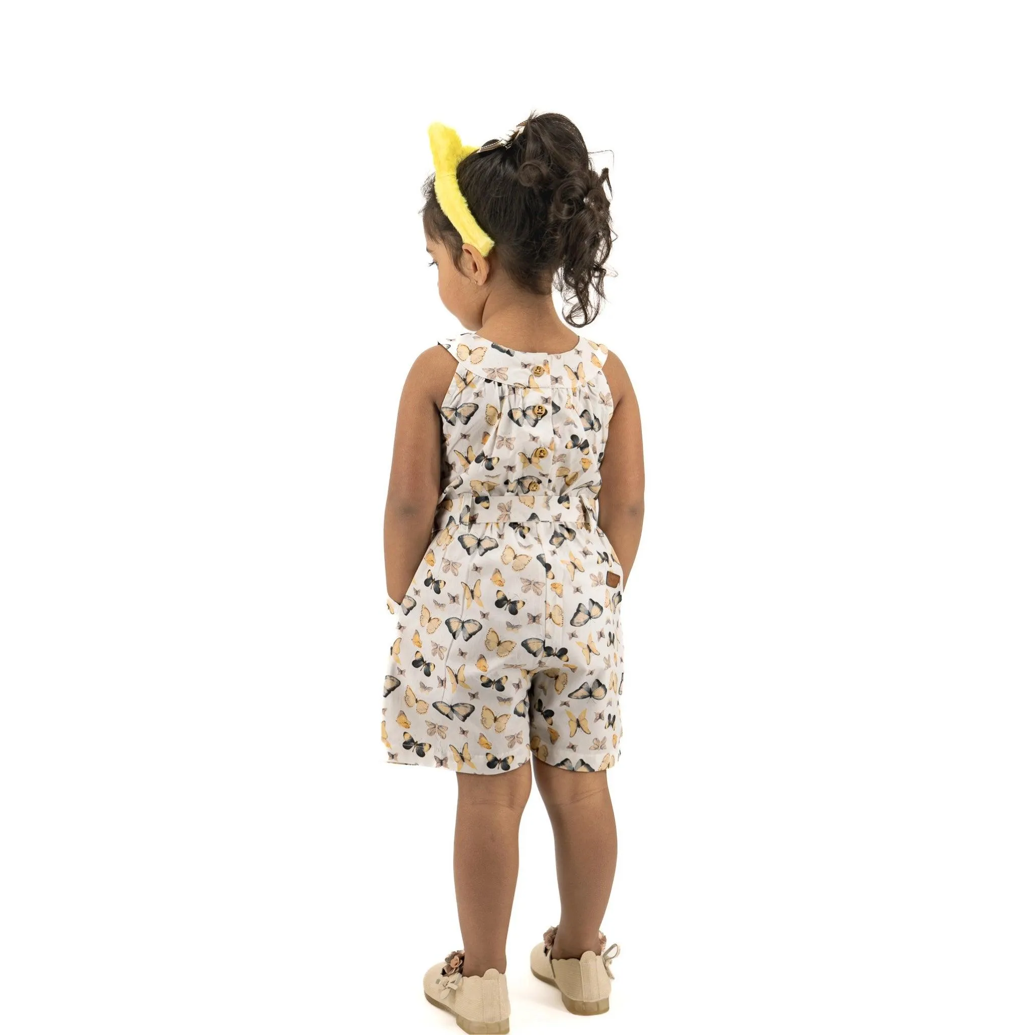 White Cotton Play Suit for Girls