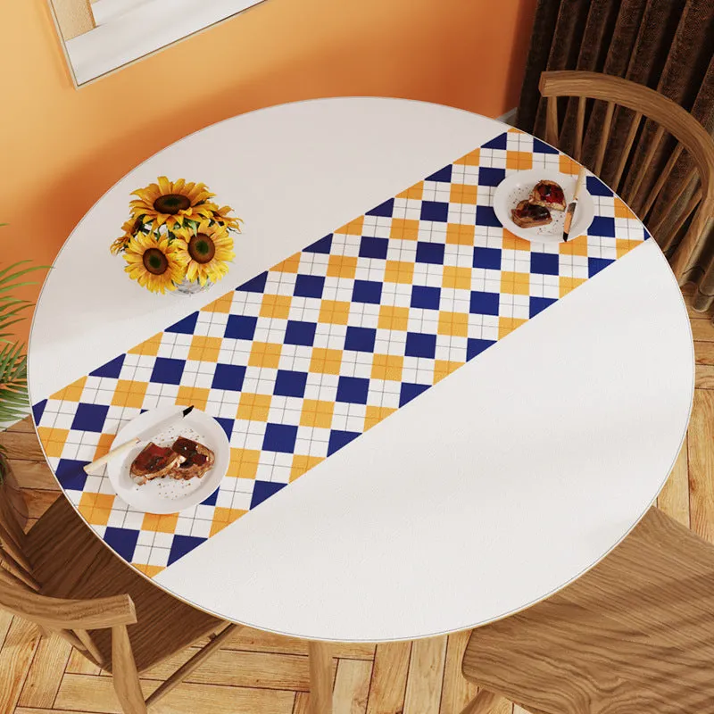 White Simple Table Mat Waterproof Oil-Proof round Leather Tablecloth Household PVC Leather round Tablecloth