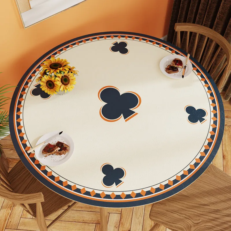 White Simple Table Mat Waterproof Oil-Proof round Leather Tablecloth Household PVC Leather round Tablecloth