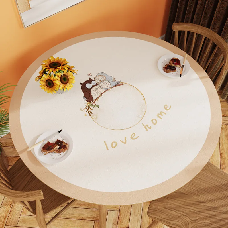 White Simple Table Mat Waterproof Oil-Proof round Leather Tablecloth Household PVC Leather round Tablecloth