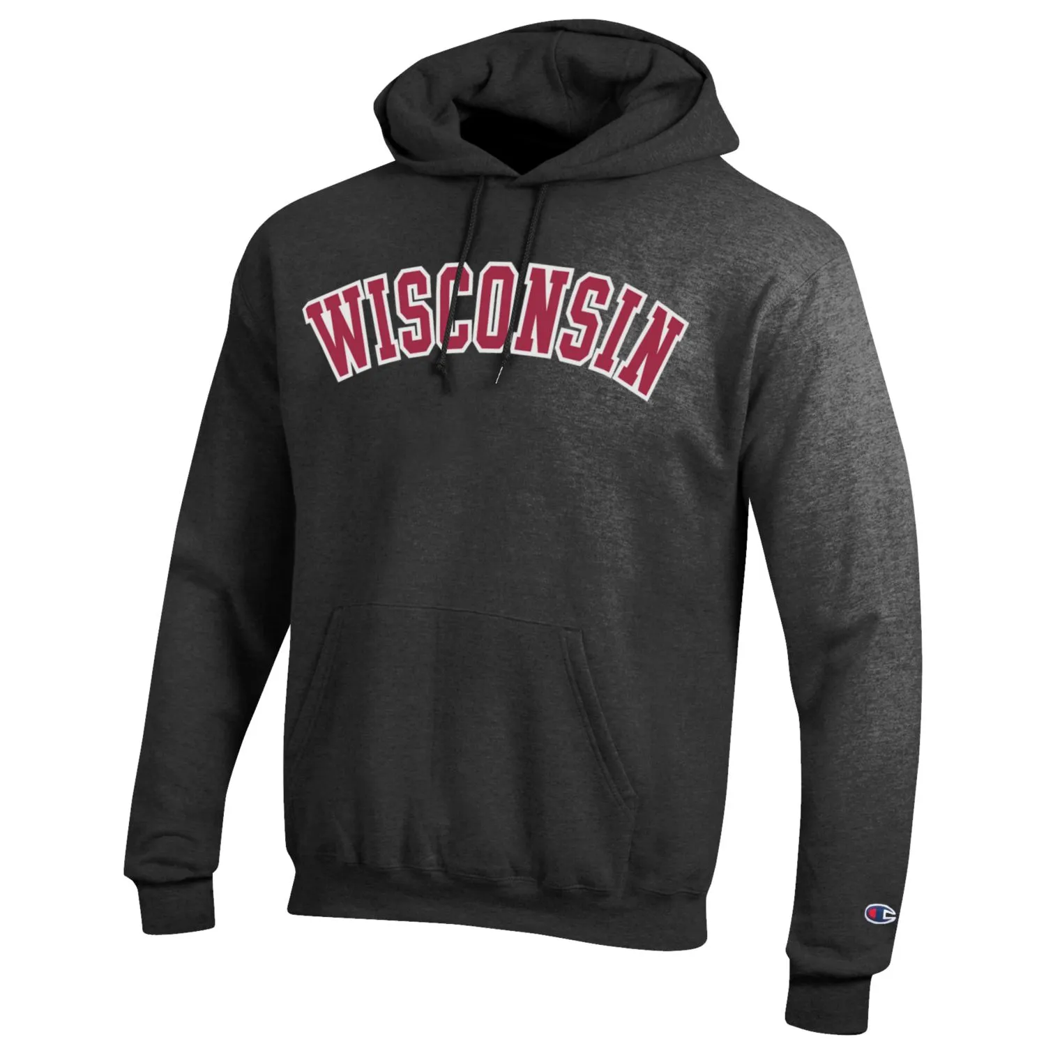 Wisconsin Badgers Champion Gray Powerblend Fleece Hoodie Pullover Sweatshirt