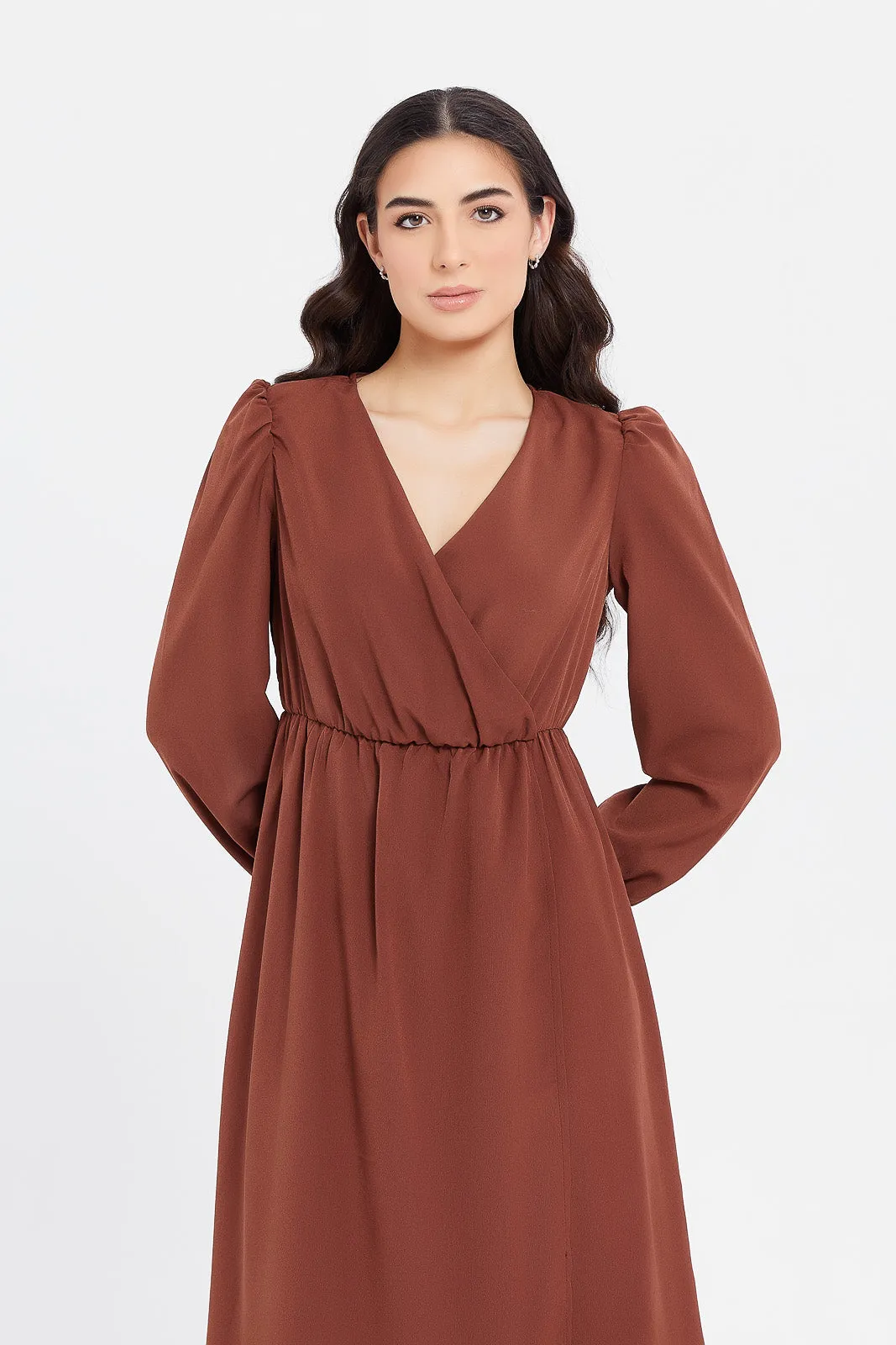 Women Brown Midi Dress