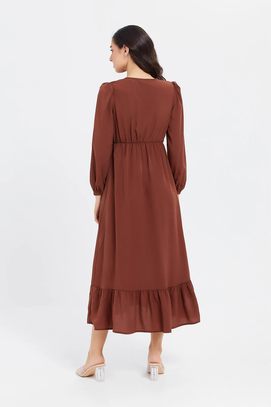 Women Brown Midi Dress