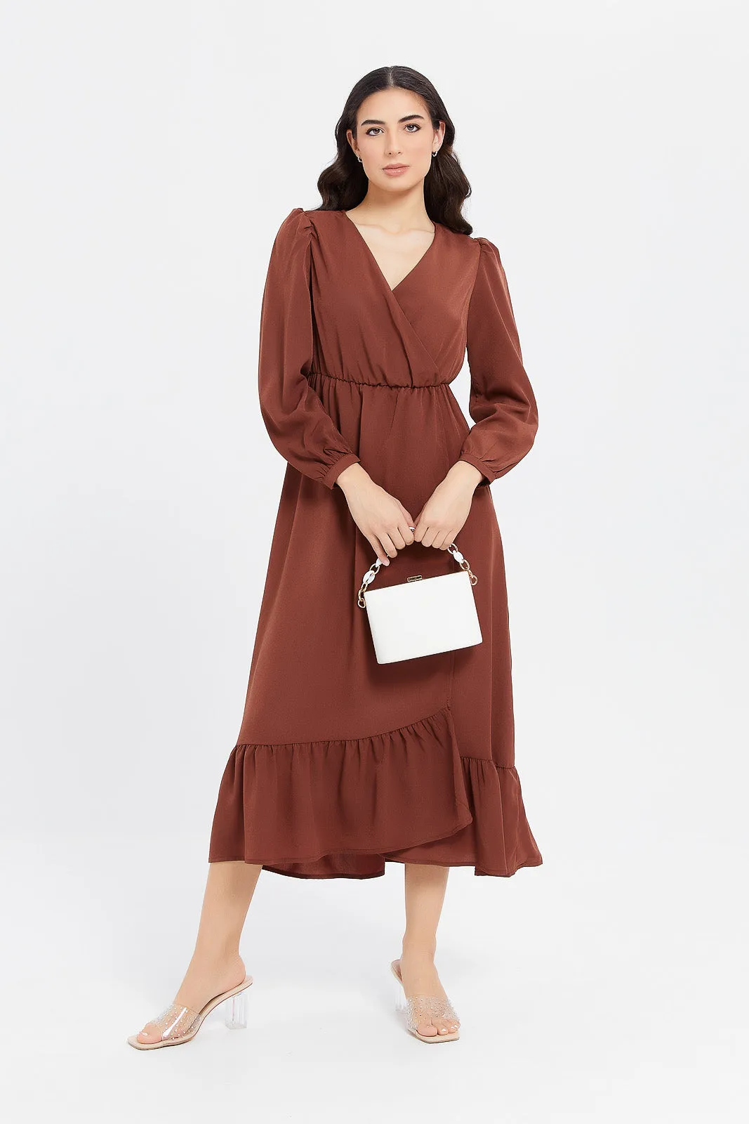 Women Brown Midi Dress