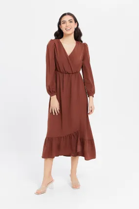 Women Brown Midi Dress