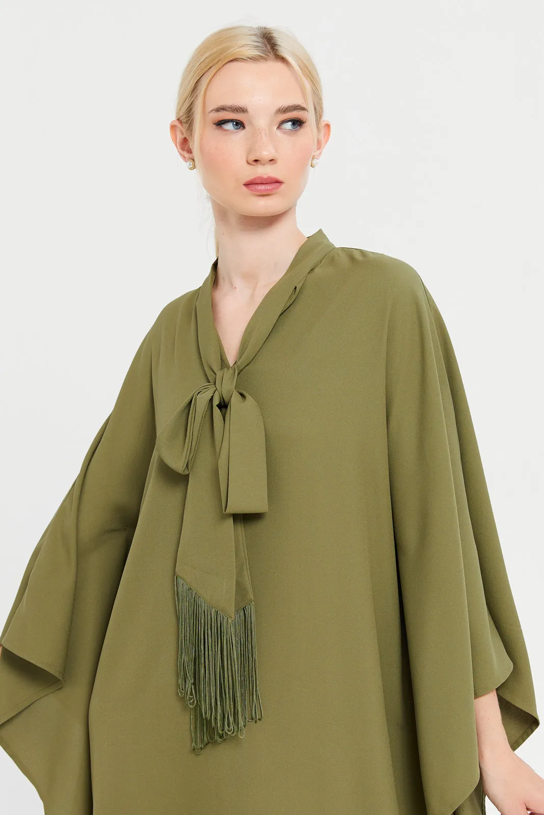 Women Plain Green Kaftan Dress