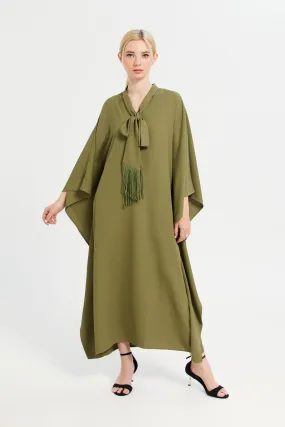 Women Plain Green Kaftan Dress