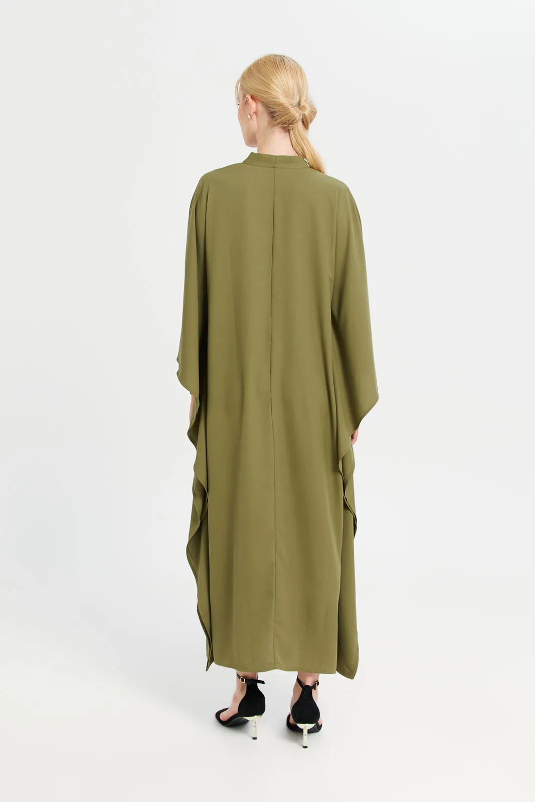 Women Plain Green Kaftan Dress