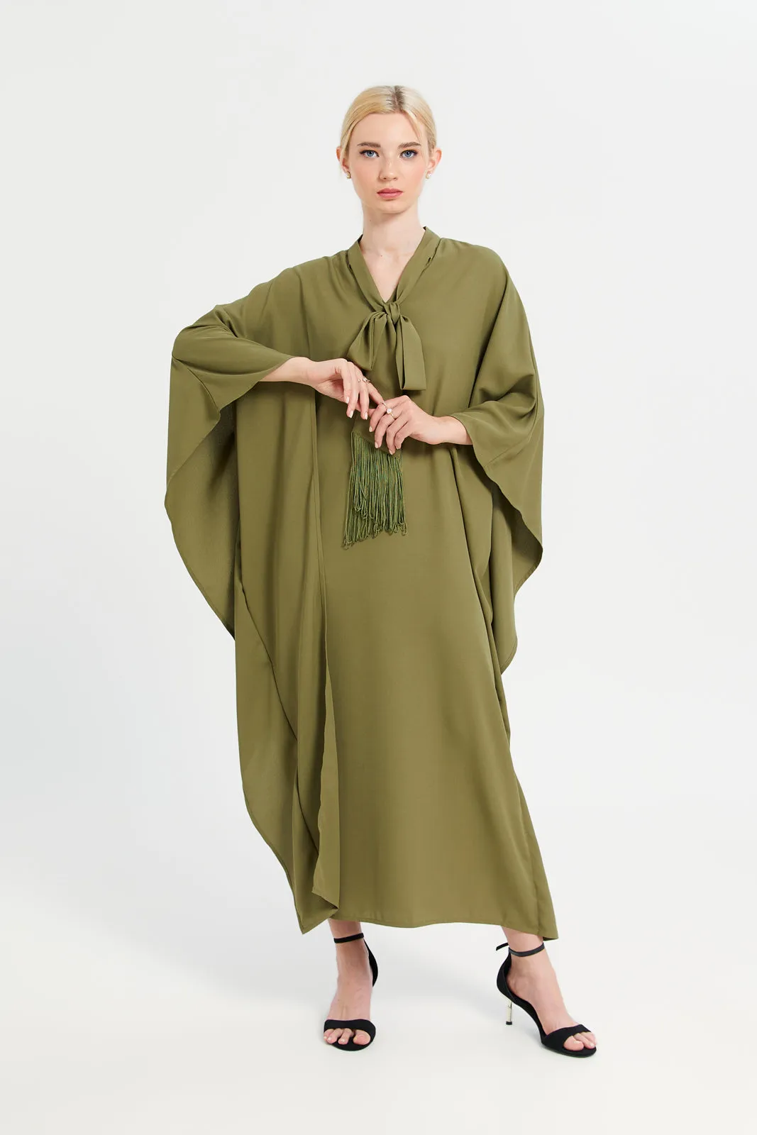 Women Plain Green Kaftan Dress