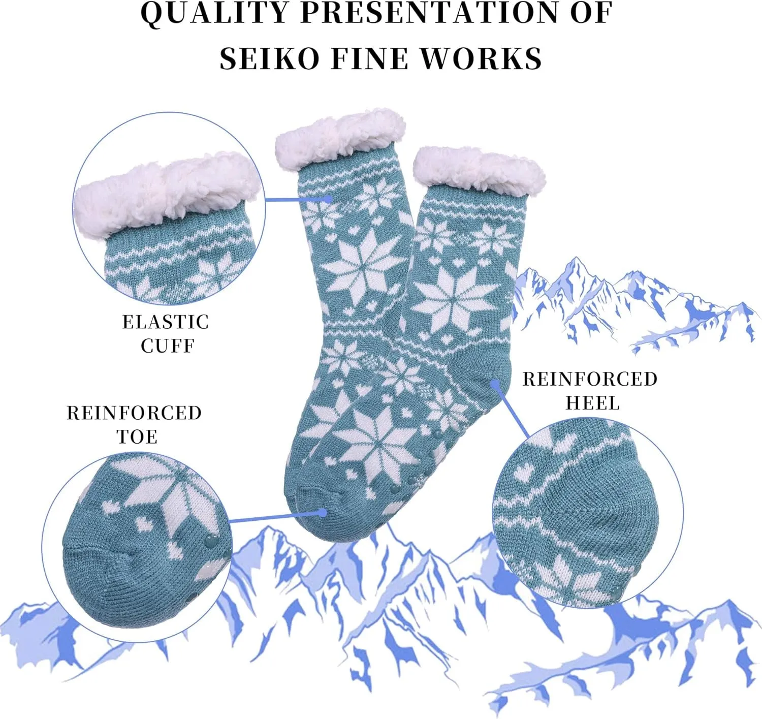 Women's Fuzzy Slipper Socks with Grippers - Cozy Winter Indoor Gift Socks