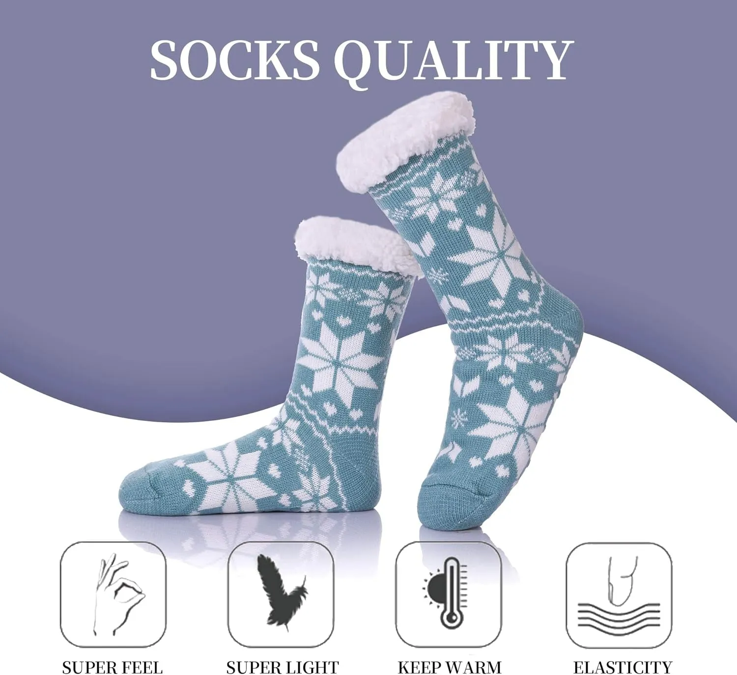 Women's Fuzzy Slipper Socks with Grippers - Cozy Winter Indoor Gift Socks