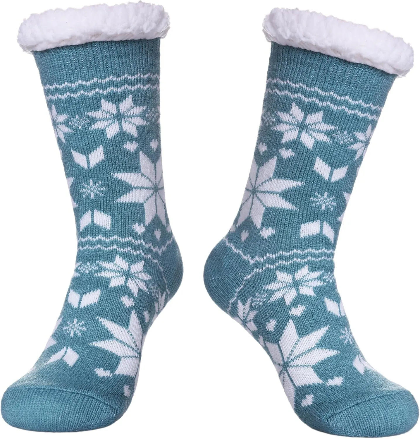 Women's Fuzzy Slipper Socks with Grippers - Cozy Winter Indoor Gift Socks