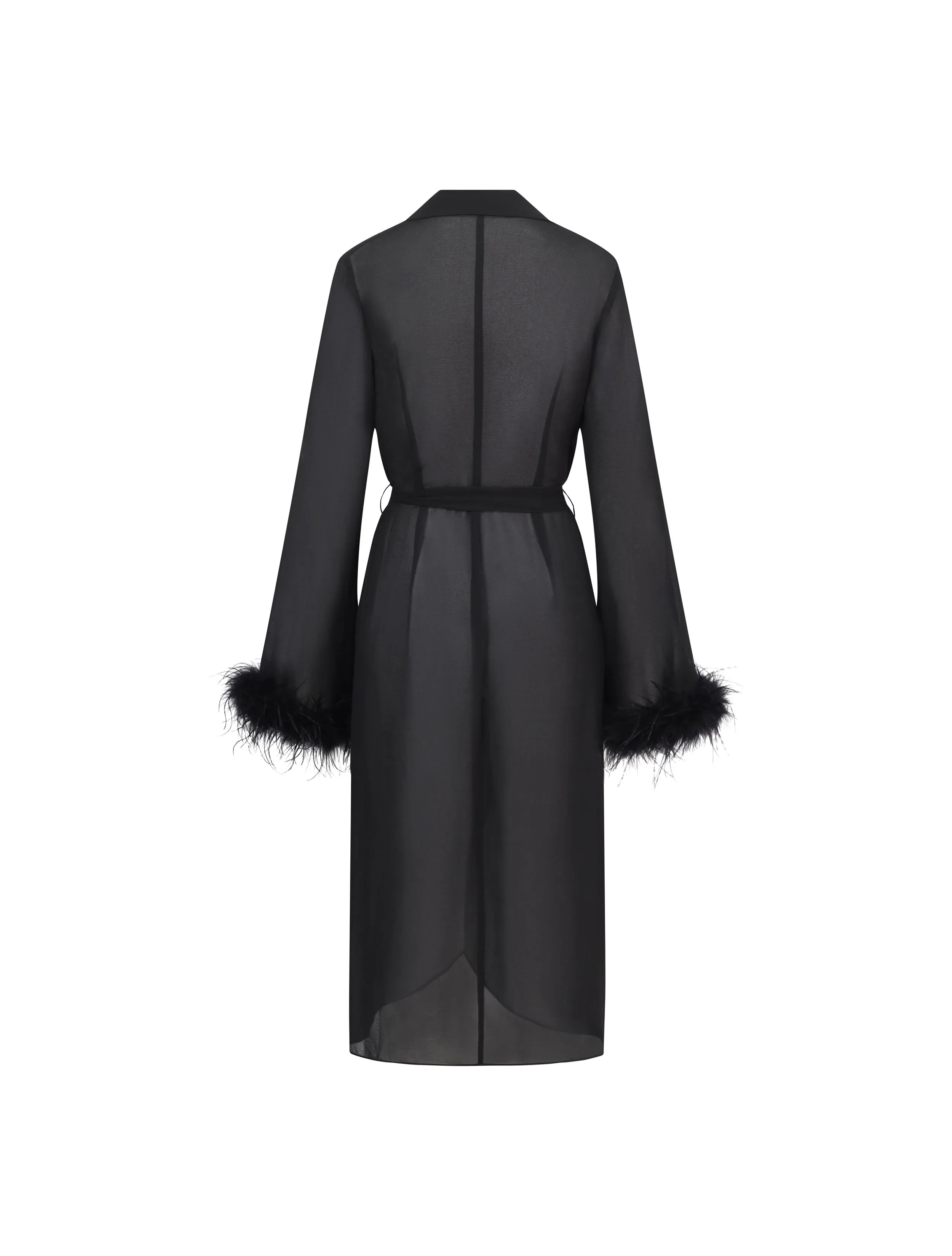 WOMENS OSTRICH FEATHER TRIMMED WRAP DRESS